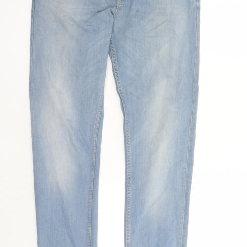 ASOS Mens Blue Cotton Straight Jeans Size 32 in L33 in Regular Zip
