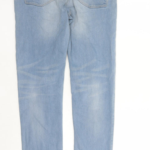 ASOS Mens Blue Cotton Straight Jeans Size 32 in L33 in Regular Zip