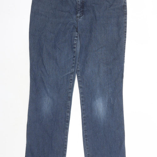 GARDEUR Womens Blue Cotton Straight Jeans Size 14 L28 in Regular Zip