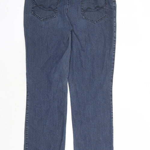 GARDEUR Womens Blue Cotton Straight Jeans Size 14 L28 in Regular Zip