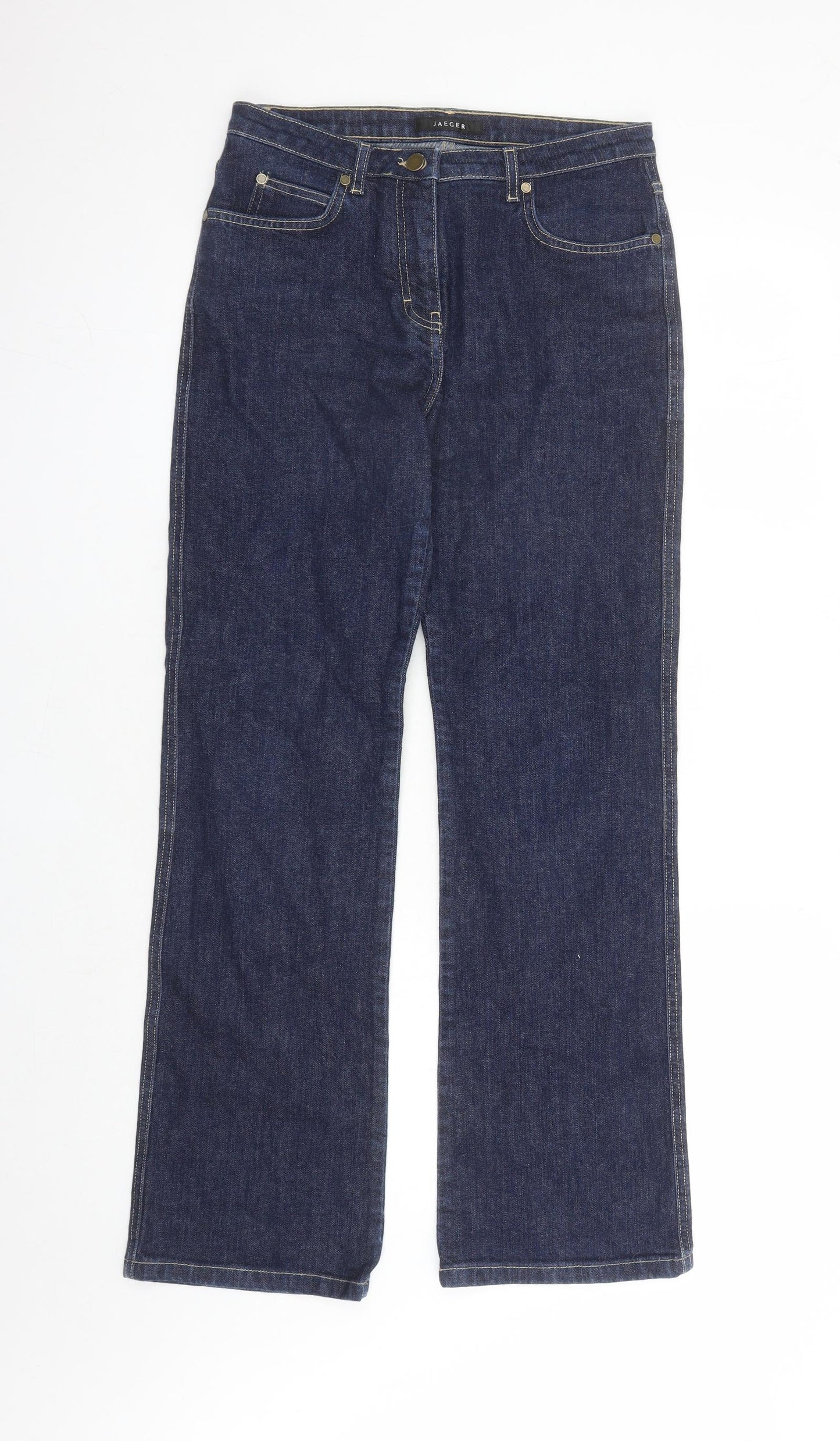 Jaeger Womens Blue Cotton Bootcut Jeans Size 28 in L29 in Regular Zip