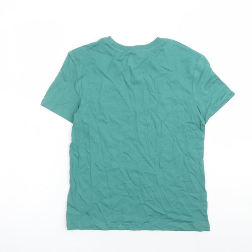 Marks and Spencer Boys Green Cotton Basic T-Shirt Size 8-9 Years Crew Neck Pullover - Today Is A Good Day