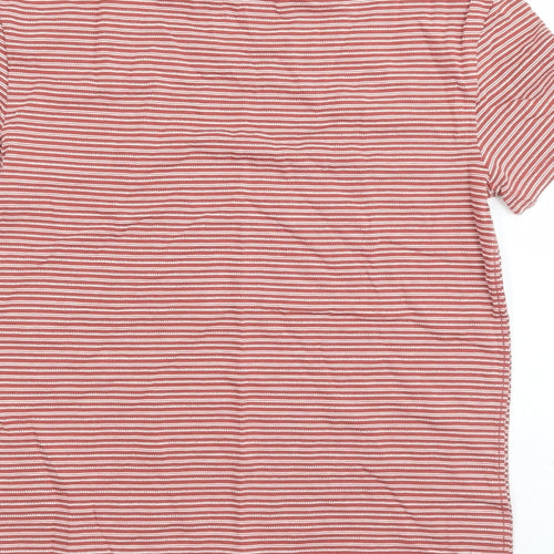 Marks and Spencer Boys Red Striped Cotton Basic T-Shirt Size 8-9 Years Crew Neck Pullover - There Are No Limits