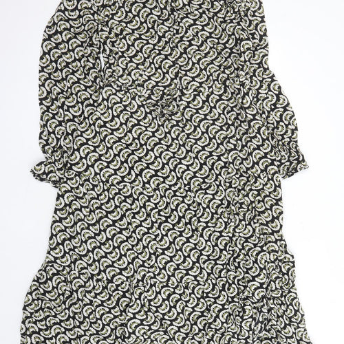 Per Una Womens Black Geometric Viscose Maxi Size 8 Round Neck Pullover - Keyhole Neckline