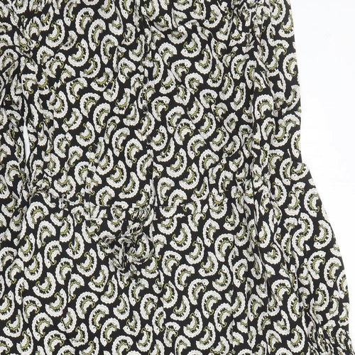 Per Una Womens Black Geometric Viscose Maxi Size 8 Round Neck Pullover - Keyhole Neckline