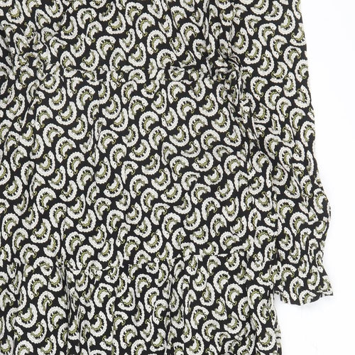 Per Una Womens Black Geometric Viscose Maxi Size 8 Round Neck Pullover - Keyhole Neckline