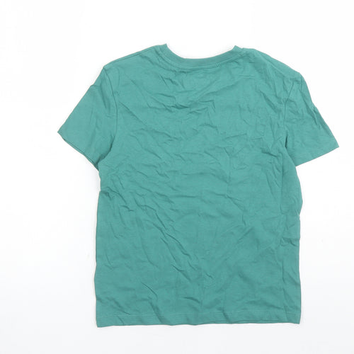 Marks and Spencer Boys Green Cotton Basic T-Shirt Size 8-9 Years Crew Neck Pullover - Today Is A Good Day