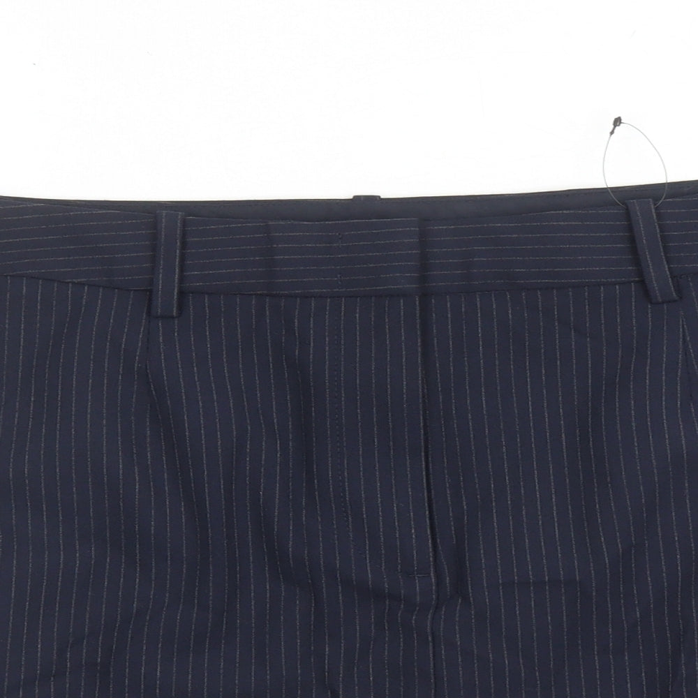 Marks and Spencer Womens Blue Striped Polyester A-Line Skirt Size 16 Zip