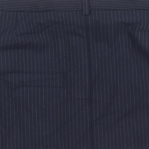 Marks and Spencer Womens Blue Striped Polyester A-Line Skirt Size 16 Zip