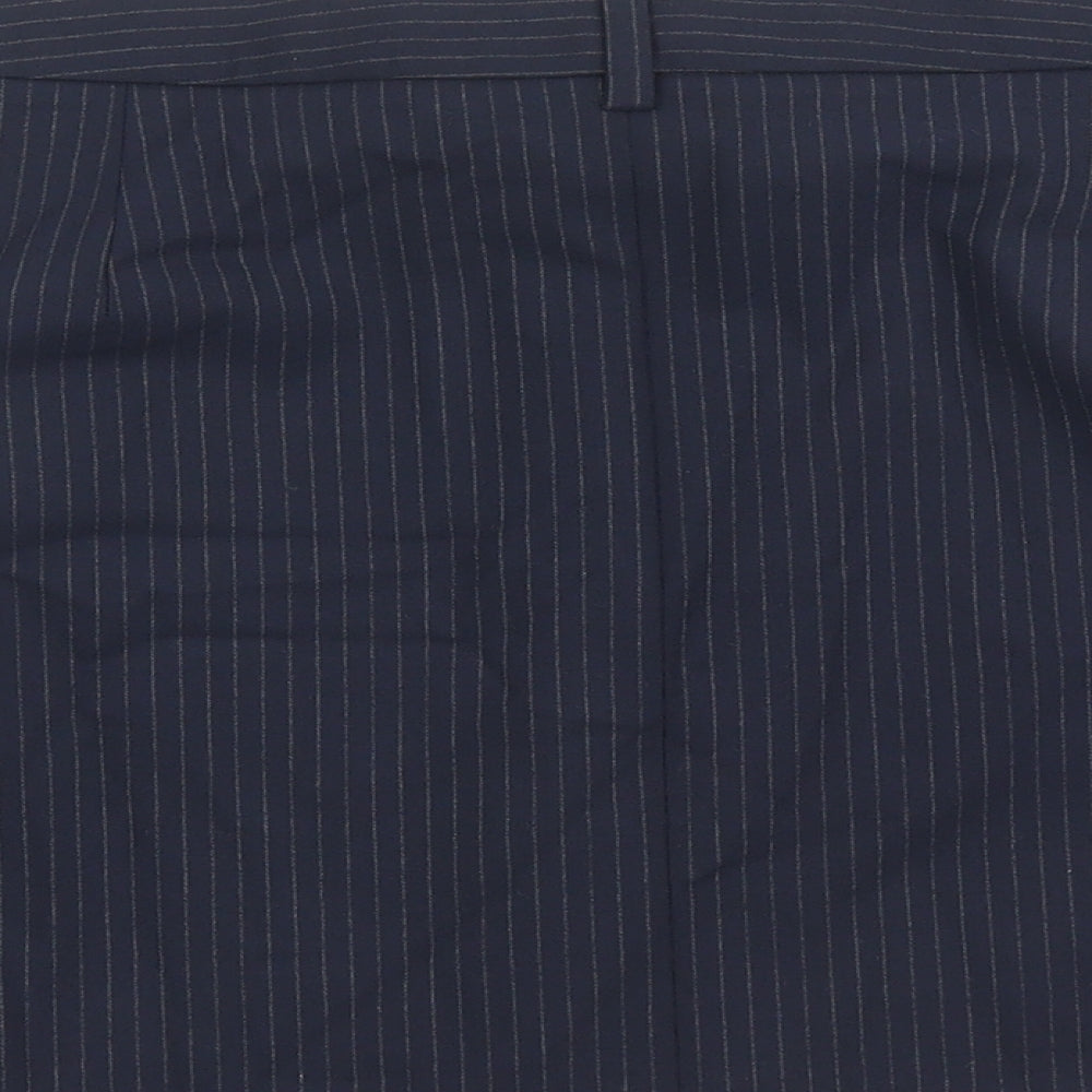 Marks and Spencer Womens Blue Striped Polyester A-Line Skirt Size 16 Zip