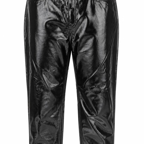 Marks and Spencer Womens Black Polyester Trousers Size 18 L27 in Regular Zip - Faux Leather