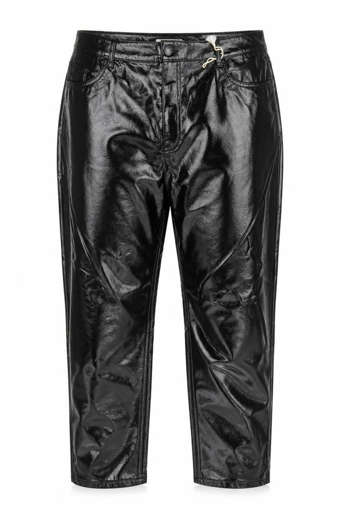Marks and Spencer Womens Black Polyester Trousers Size 18 L27 in Regular Zip - Faux Leather
