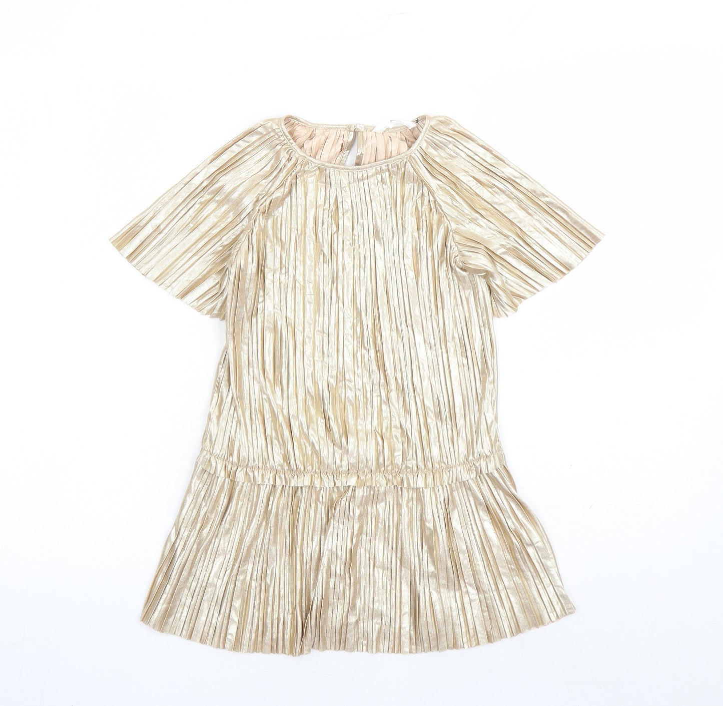 Marks and Spencer Girls Gold Polyester A-Line Size 4-5 Years Round Neck Button