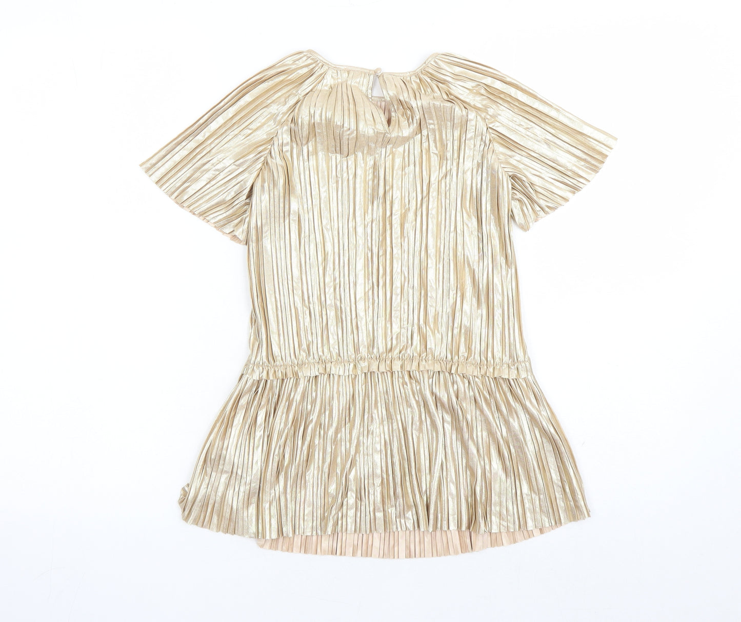 Marks and Spencer Girls Gold Polyester A-Line Size 4-5 Years Round Neck Button