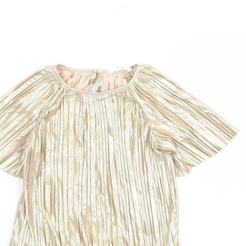 Marks and Spencer Girls Gold Polyester A-Line Size 4-5 Years Round Neck Button