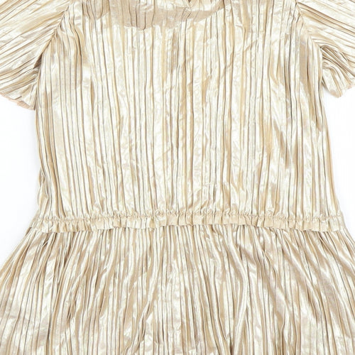 Marks and Spencer Girls Gold Polyester A-Line Size 4-5 Years Round Neck Button