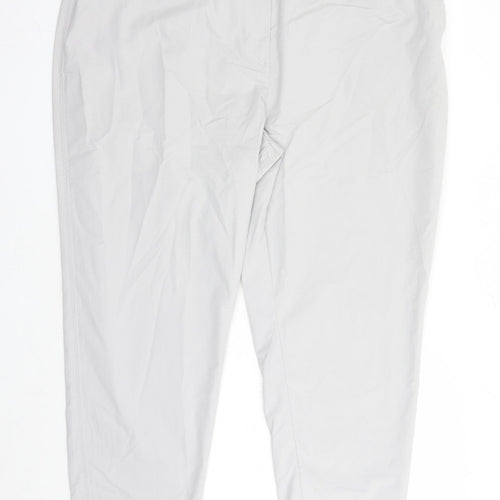 Marks and Spencer Womens Grey Cotton Chino Trousers Size 22 L27 in Regular Zip