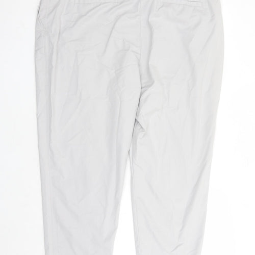 Marks and Spencer Womens Grey Cotton Chino Trousers Size 22 L27 in Regular Zip