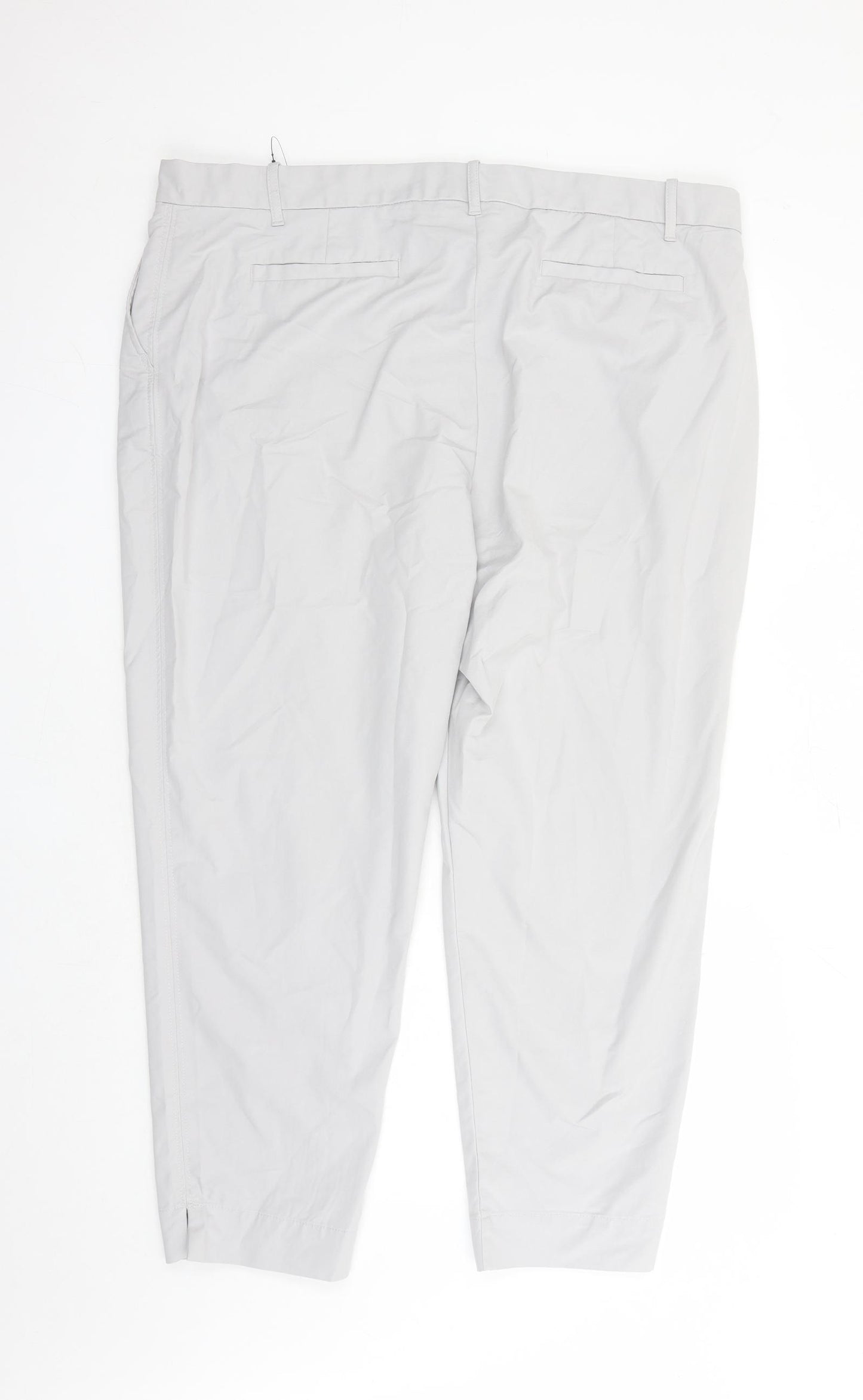 Marks and Spencer Womens Grey Cotton Chino Trousers Size 22 L27 in Regular Zip