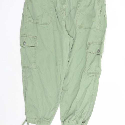 Marks and Spencer Womens Green Lyocell Cargo Trousers Size 18 L22 in Regular Zip - Elasticated Waist