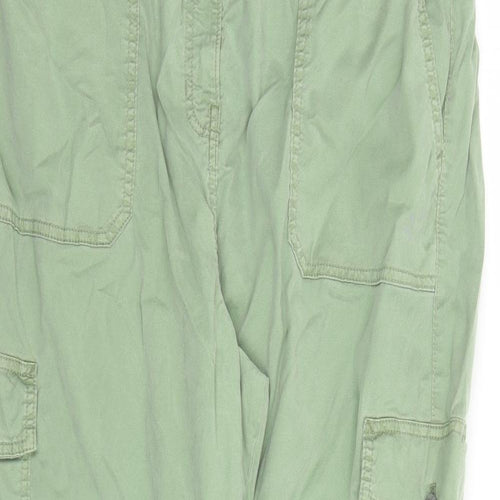 Marks and Spencer Womens Green Lyocell Cargo Trousers Size 18 L22 in Regular Zip - Elasticated Waist
