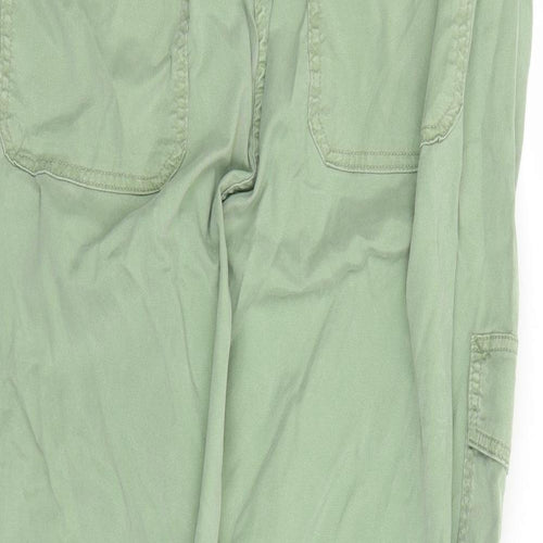 Marks and Spencer Womens Green Lyocell Cargo Trousers Size 18 L22 in Regular Zip - Elasticated Waist