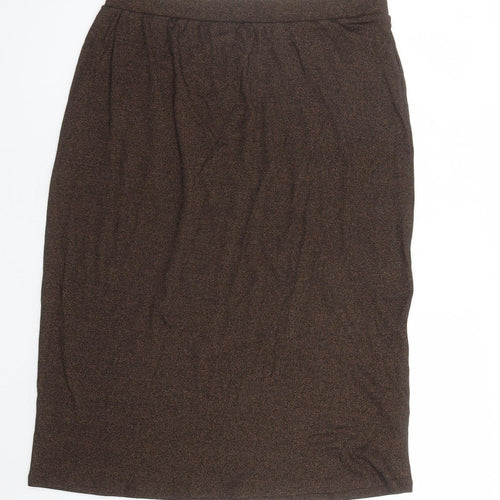 Marks and Spencer Womens Brown Cotton A-Line Skirt Size 16 - Elasticated Waist