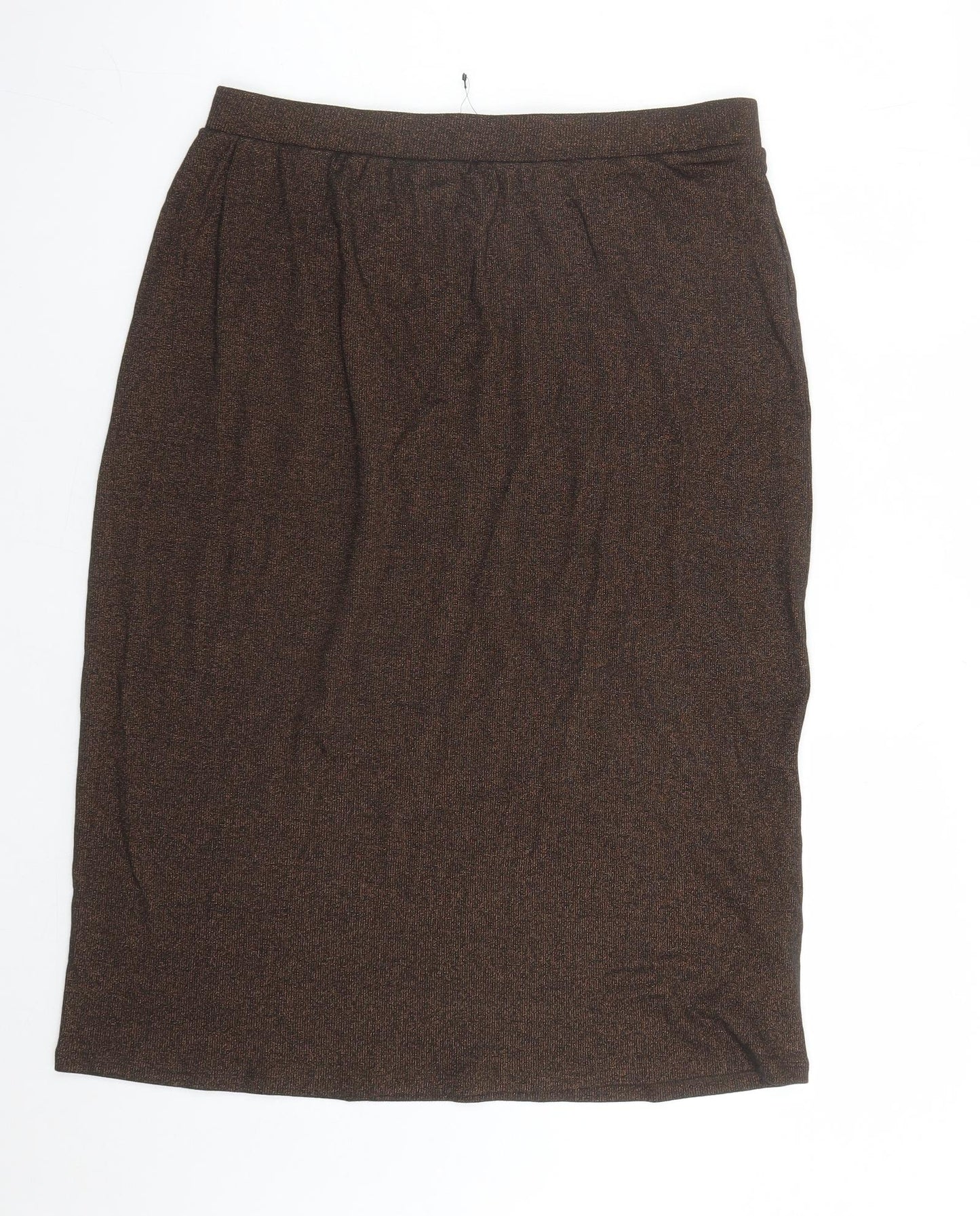 Marks and Spencer Womens Brown Cotton A-Line Skirt Size 16 - Elasticated Waist