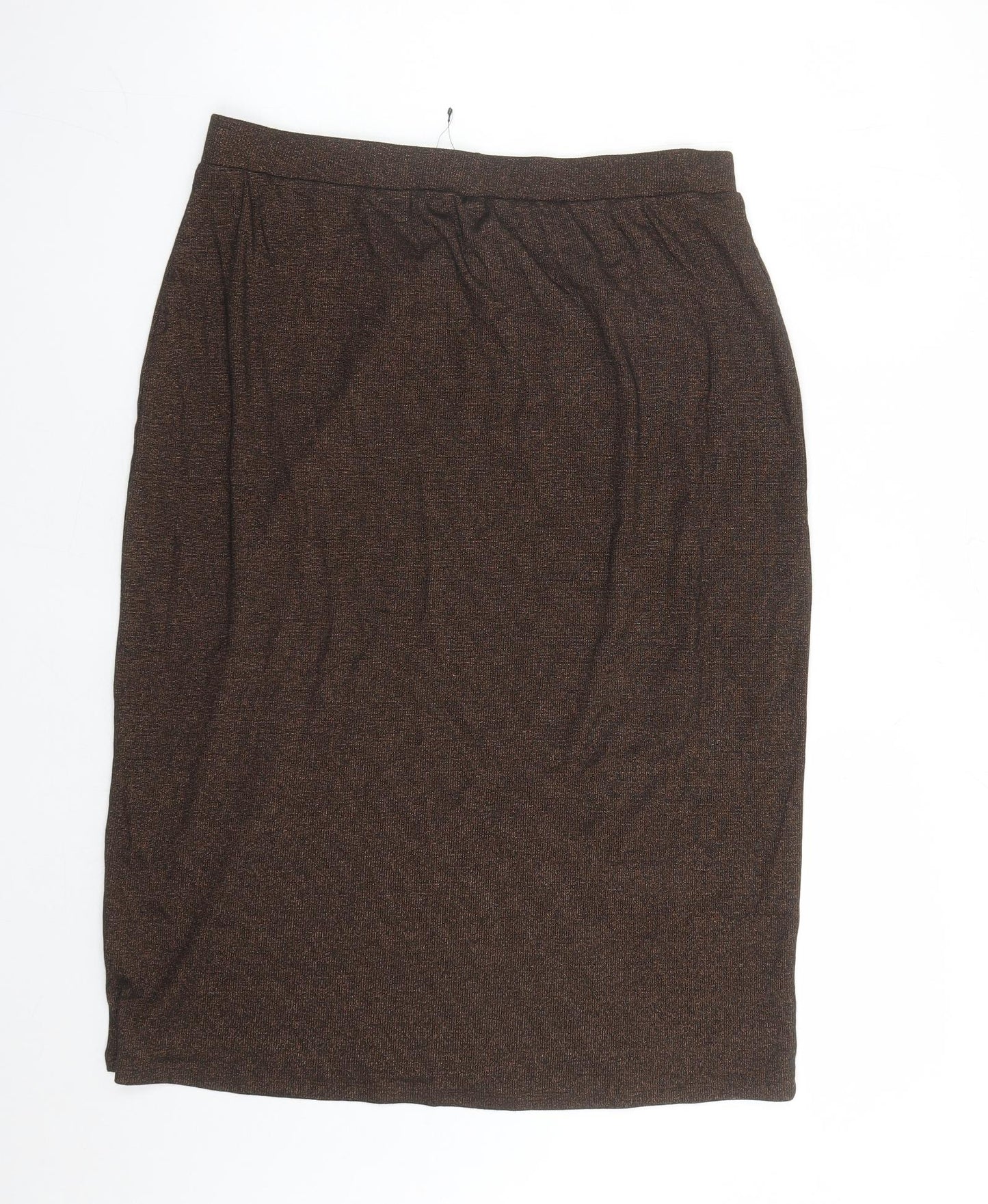Marks and Spencer Womens Brown Cotton A-Line Skirt Size 16 - Elasticated Waist