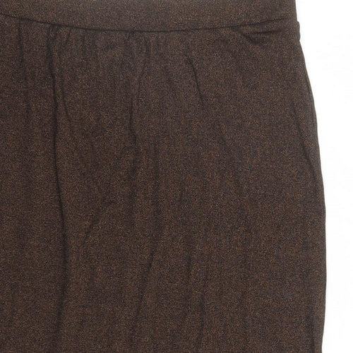 Marks and Spencer Womens Brown Cotton A-Line Skirt Size 16 - Elasticated Waist