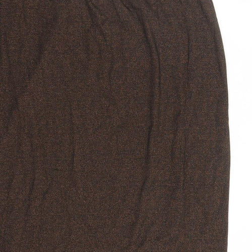Marks and Spencer Womens Brown Cotton A-Line Skirt Size 16 - Elasticated Waist