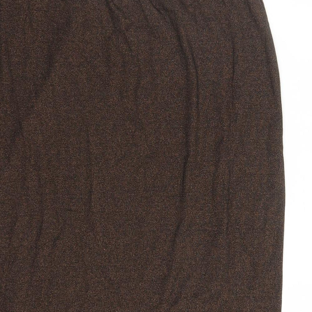 Marks and Spencer Womens Brown Cotton A-Line Skirt Size 16 - Elasticated Waist