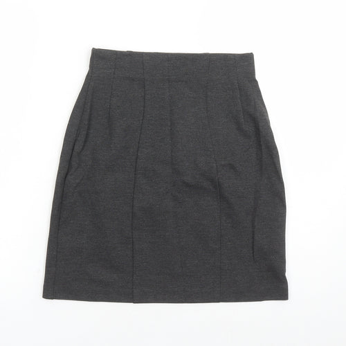 Marks and Spencer Womens Grey Viscose A-Line Skirt Size 6 - Elasticated Waist