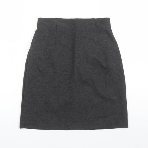 Marks and Spencer Womens Grey Viscose A-Line Skirt Size 6 - Elasticated Waist