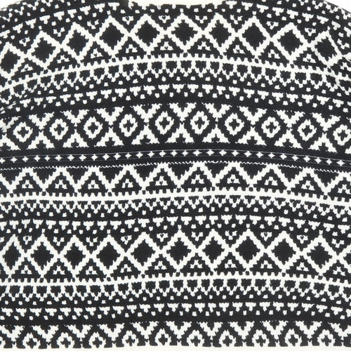 Marks and Spencer Womens Black Round Neck Geometric Acrylic Pullover Jumper Size 16