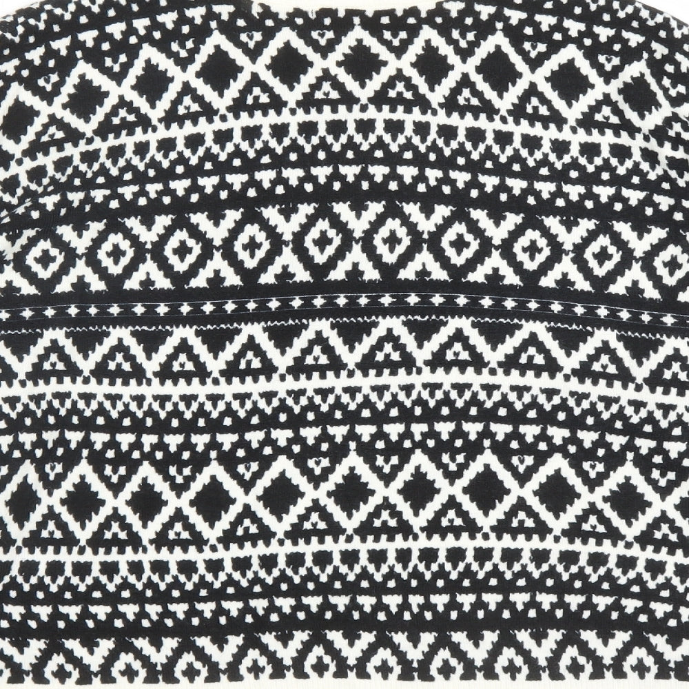 Marks and Spencer Womens Black Round Neck Geometric Acrylic Pullover Jumper Size 16