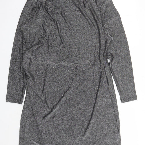 Marks and Spencer Womens Silver Polyamide A-Line Size 20 Round Neck Pullover - Shoulder Pads