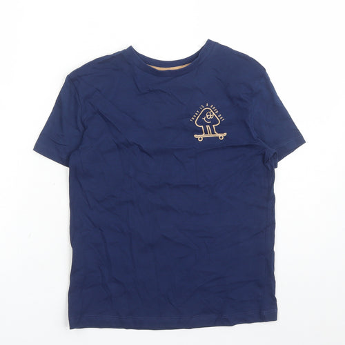 Marks and Spencer Boys Blue Cotton Basic T-Shirt Size 8-9 Years Crew Neck Pullover - Today Is A Good Day