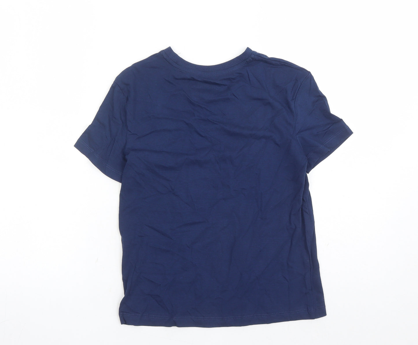 Marks and Spencer Boys Blue Cotton Basic T-Shirt Size 8-9 Years Crew Neck Pullover - Today Is A Good Day