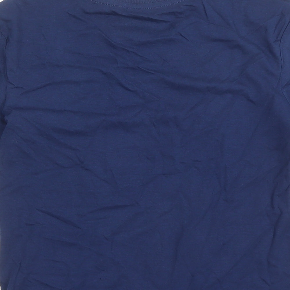 Marks and Spencer Boys Blue Cotton Basic T-Shirt Size 8-9 Years Crew Neck Pullover - Today Is A Good Day