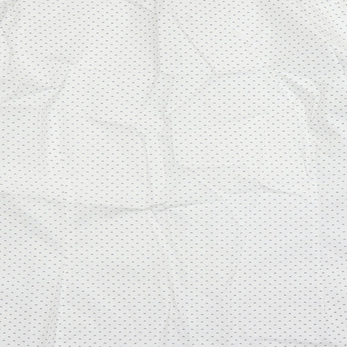 Marks and Spencer Mens White Geometric Cotton Dress Shirt Size 3XL Collared Button - With Stretch