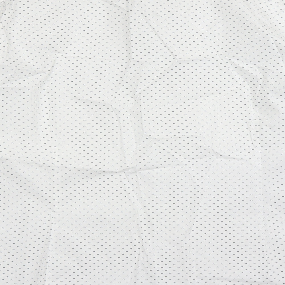 Marks and Spencer Mens White Geometric Cotton Dress Shirt Size 3XL Collared Button - With Stretch