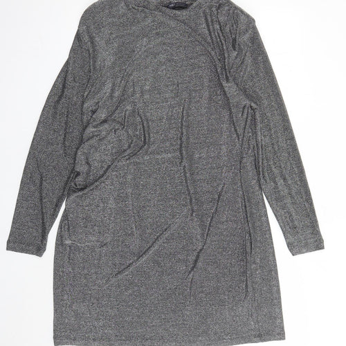 Marks and Spencer Womens Silver Polyamide A-Line Size 18 Round Neck Pullover - Shoulder Pads