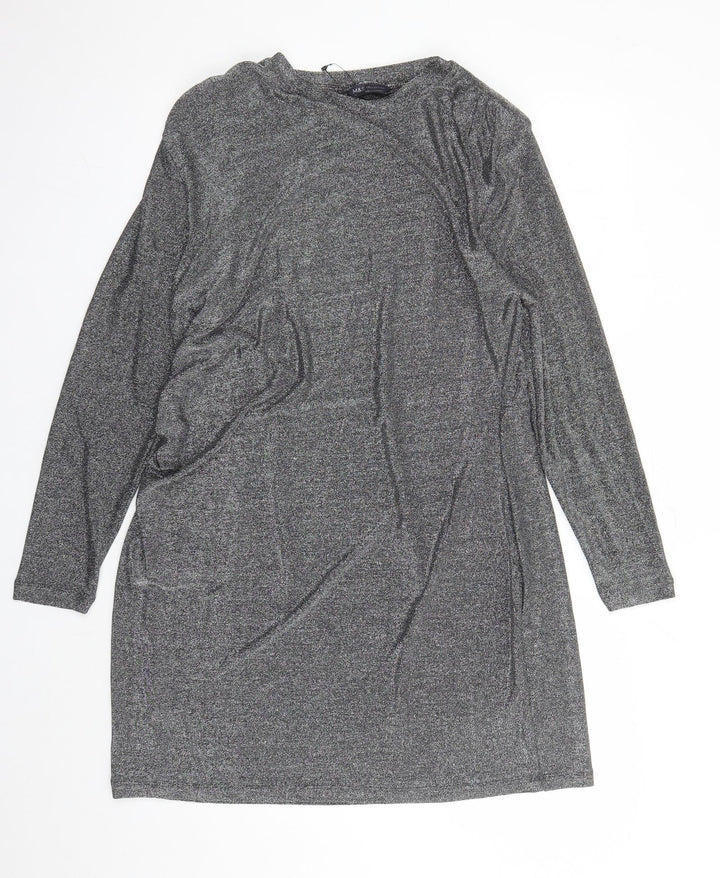 Marks and Spencer Womens Silver Polyamide A-Line Size 18 Round Neck Pullover - Shoulder Pads