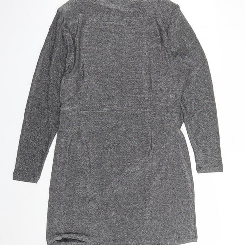 Marks and Spencer Womens Silver Polyamide A-Line Size 18 Round Neck Pullover - Shoulder Pads