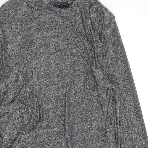 Marks and Spencer Womens Silver Polyamide A-Line Size 18 Round Neck Pullover - Shoulder Pads