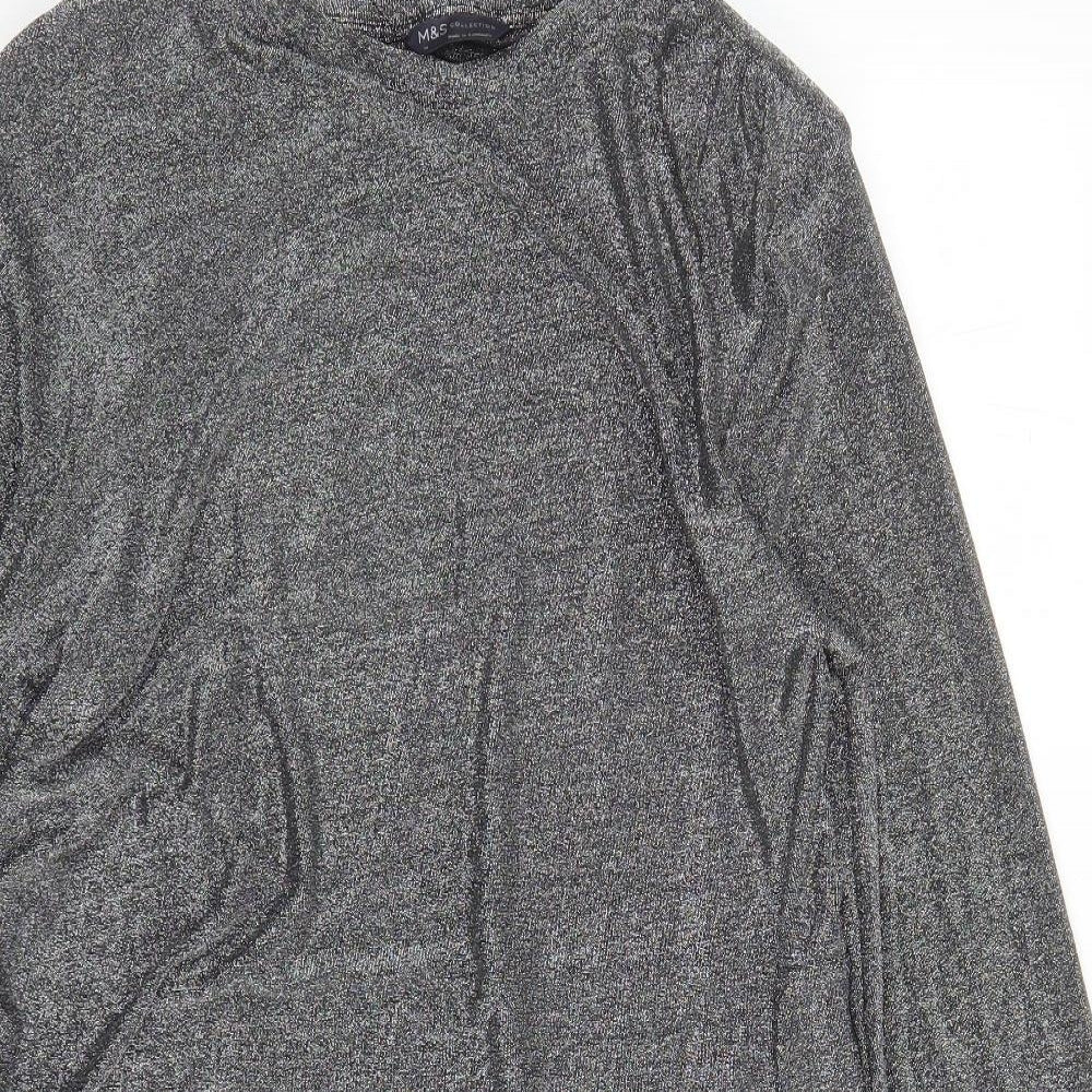 Marks and Spencer Womens Silver Polyamide A-Line Size 18 Round Neck Pullover - Shoulder Pads
