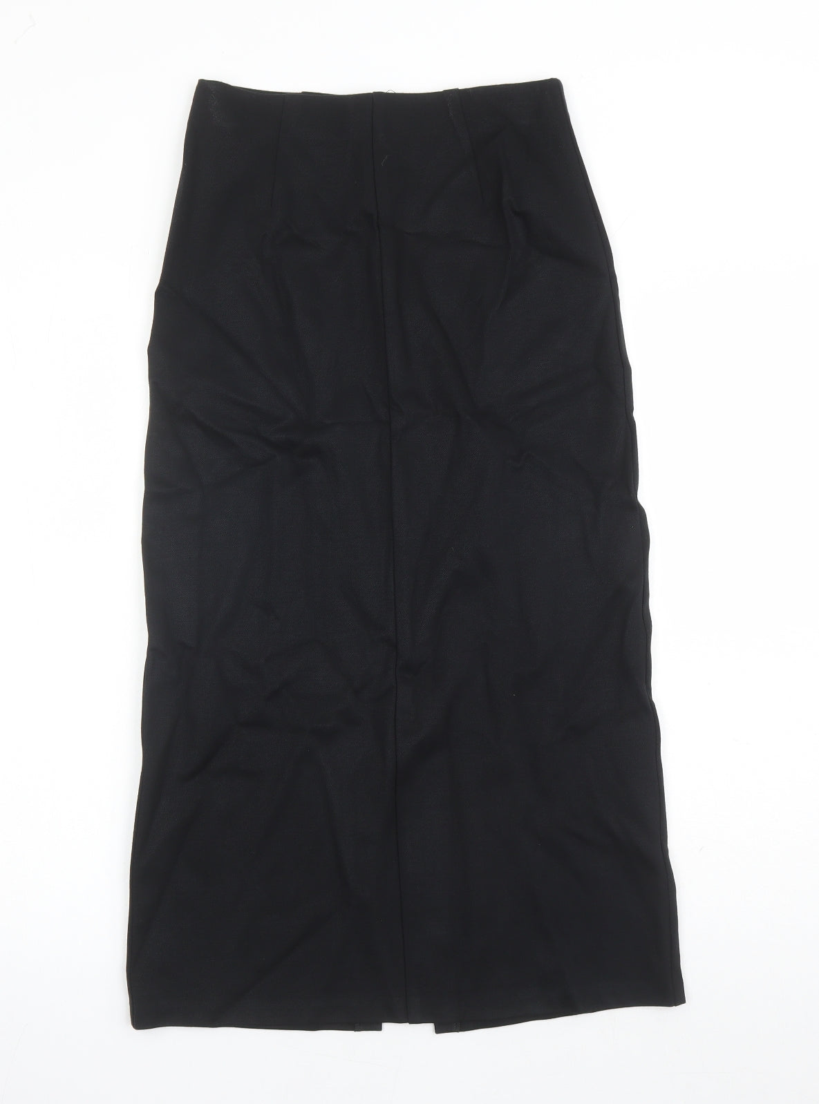 Marks and Spencer Womens Black Viscose A-Line Skirt Size 8 - Elasticated Waist
