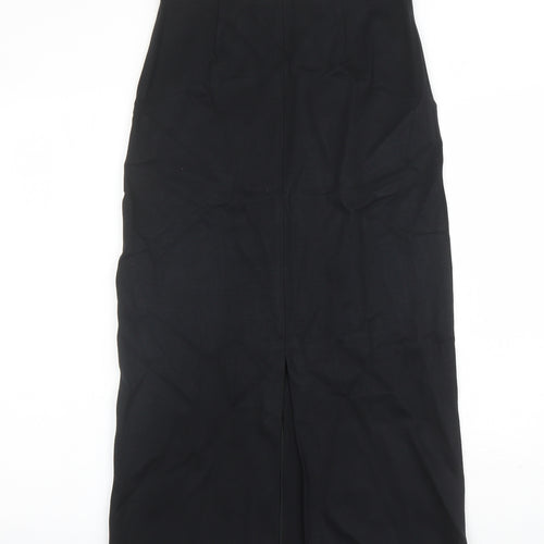 Marks and Spencer Womens Black Viscose A-Line Skirt Size 8 - Elasticated Waist