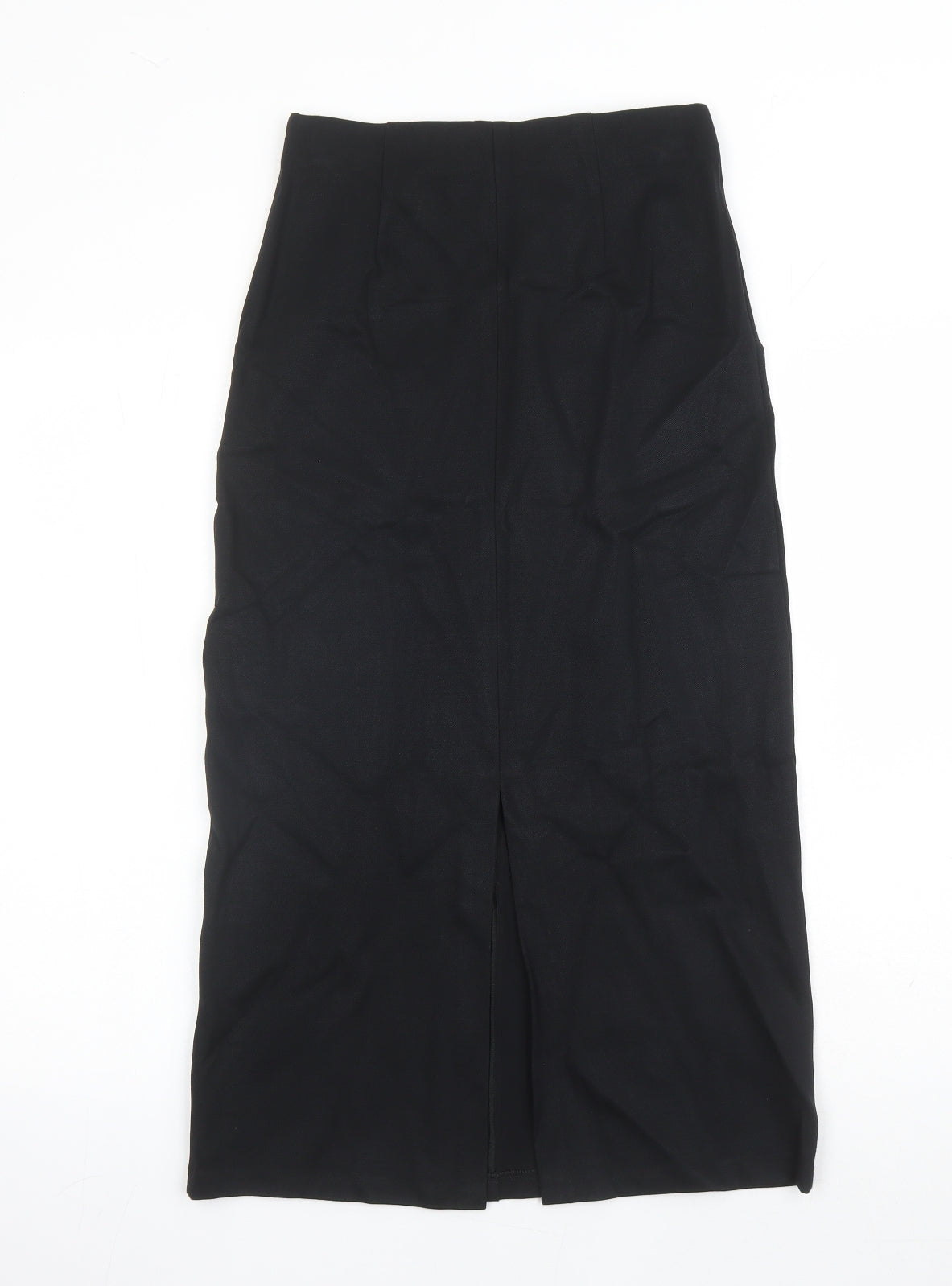 Marks and Spencer Womens Black Viscose A-Line Skirt Size 8 - Elasticated Waist